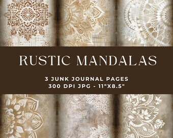 Mandala Junk Journal Page, Junk Journal Kit, Printable Journal, Digital Junk Journal, Boho Digital Paper, Mandala Paper, Instant Download