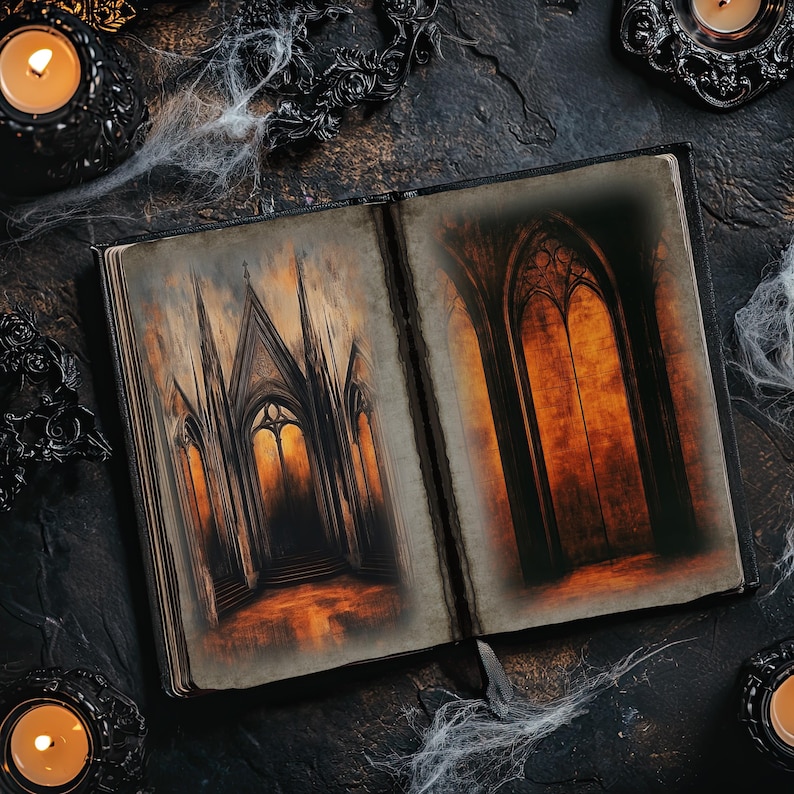 Gothic Junk Journal Page, Halloween Background, Printable Journal, Goth ...