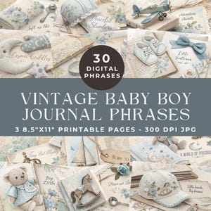 Vintage Baby Wörter und Sätze, Baby Junk Journal Wörter, Kindergarten Sätze, druckbare Wörter, druckbare Ephemera, digitales Scrapbooking