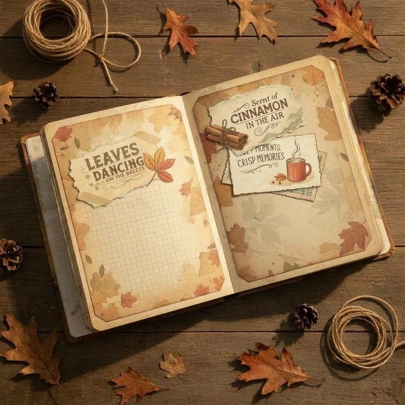 Palabras para diario basura de cosecha otoñal, frases para diario de otoño, imprimibles para diario basura, efímeras imprimibles, palabras y frases para scrapbooking digital imagen 4