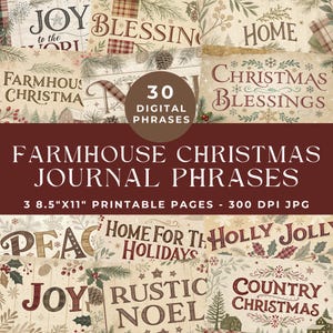 Noël à la ferme, Mots du journal indésirable, expressions de Noël, mots à imprimer, mots et expressions, documents éphémères vintage, scrapbooking numérique, JPG