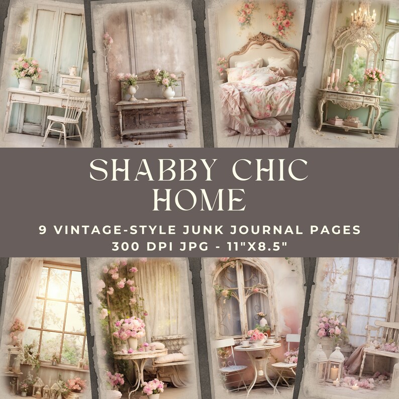 Shabby Chic Junk Journal Pages, Junk Journal Kit, Floral Journal, Junk ...