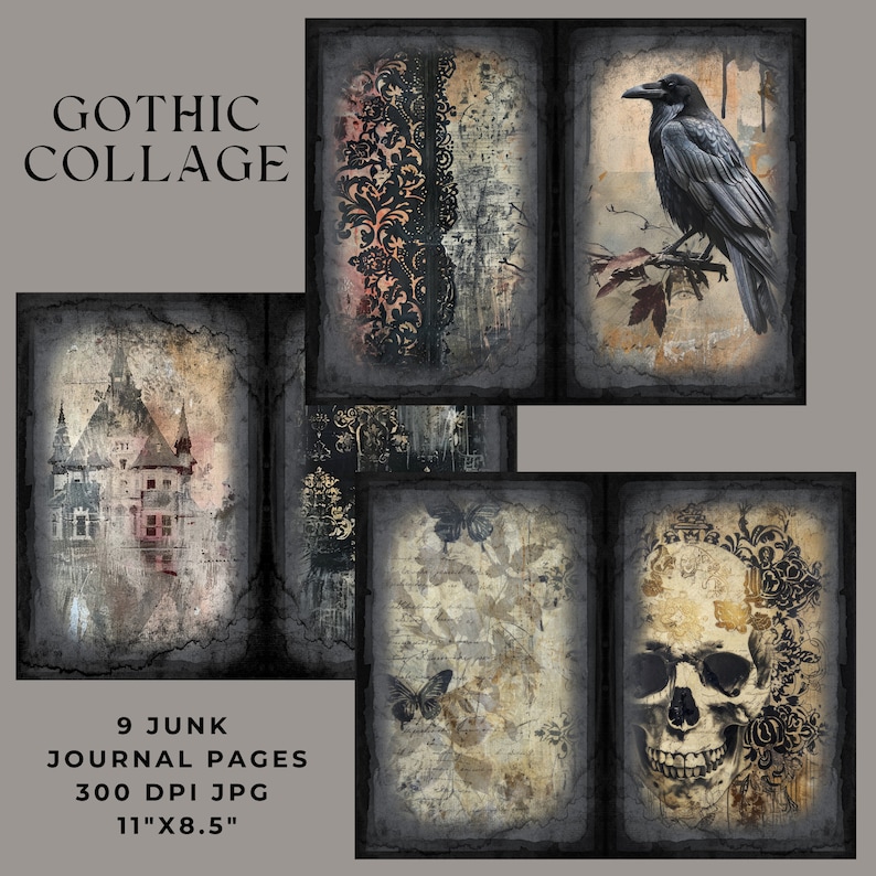 Gothic Junk Journal Pages, Gothic Collage Paper, Junk Journal Kit ...