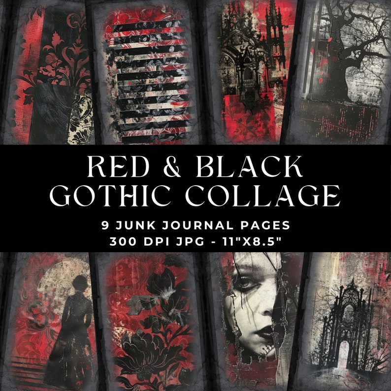 Gothic Junk Journal Pages, Gothic Collage Paper, Junk Journal Kit ...