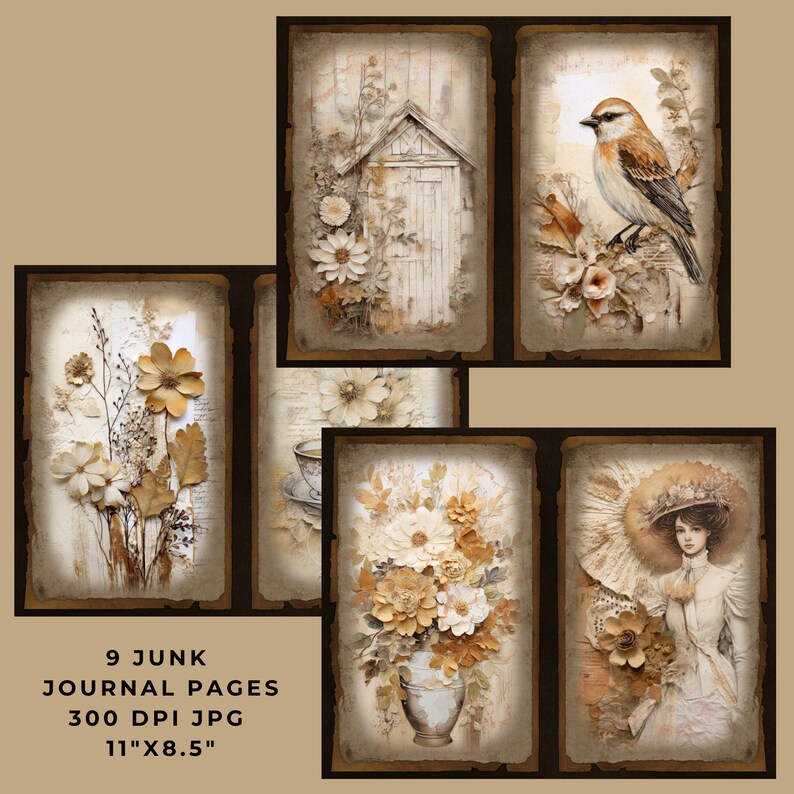 Rustic Vintage Junk Journal Printable, Digital Ephemera, Vintage Paper ...
