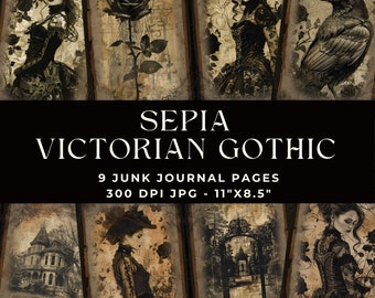 Junk Journal Viktorianische Gotik, Junk Journal Kit, Gothic Junk Journal, Junk Journal Seiten, Gothic Ephemera, Victorian Ladies, Digital Journal