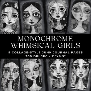 Whimsical Girls Junk Journal Pages, Whimsical Ephemera, Whimsical Junk Journal Papers, Whimsical Digital Papers Girls Digital Papers, JPG