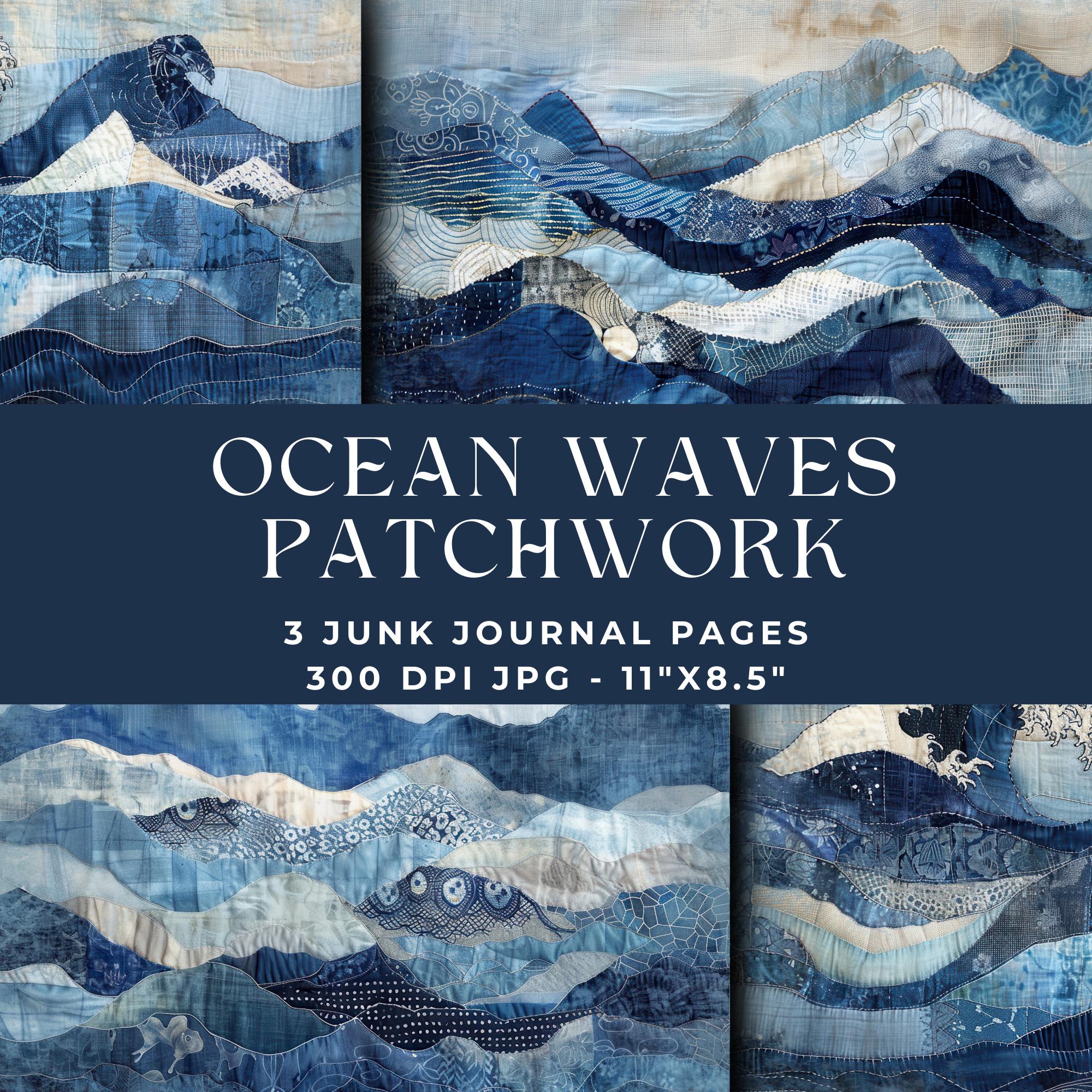 Beach Theme Junk Journal, Patchwork Junk Journal Pages, Junk Journal Kit, Printable Journal, Digital Paper, Ocean Waves, Blue, Sea, JPG