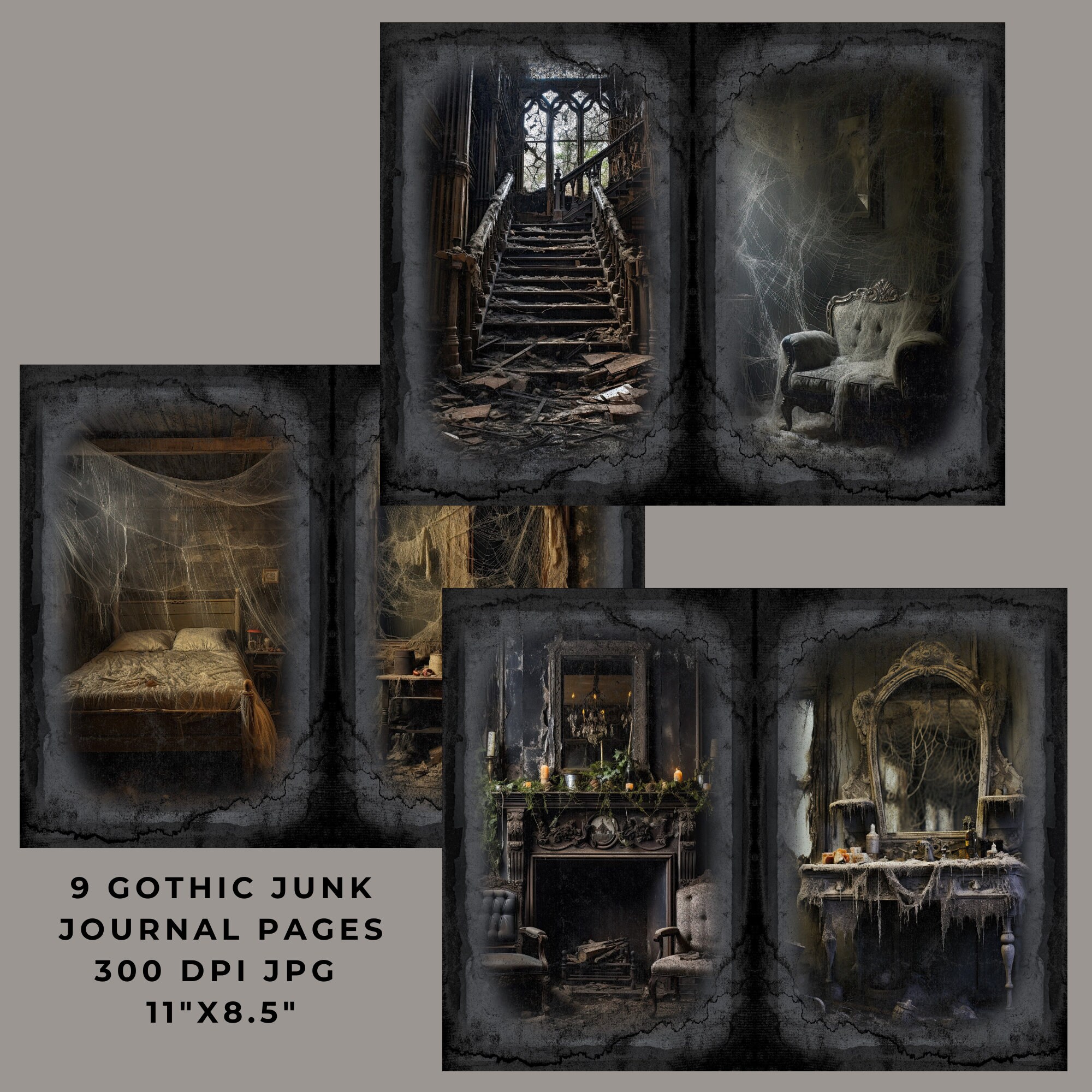 Gothic Junk Journal, Haunted House Paper, Junk Journal Kit, Printable ...
