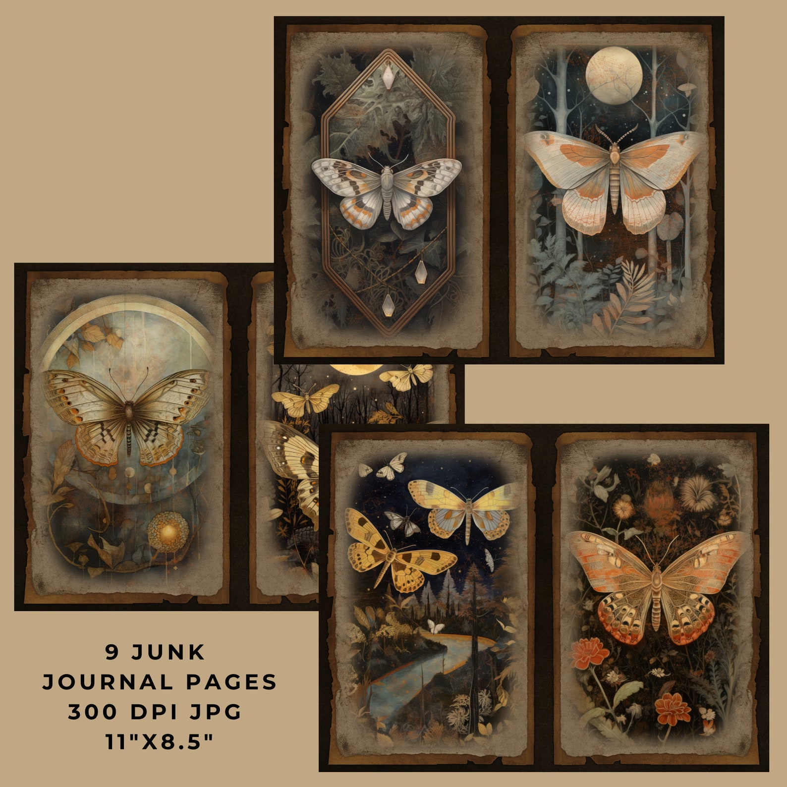 Moth Journal Mystic Moth Junk Journal, Junk Journal Page, Junk Journal Kit ...
