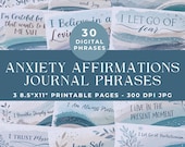 Anxiety Affirmations Journal Phrases, Positive Junk Journal Words, Inspiring Words and Phrases, Journal Printable Ephemera, Digital Download