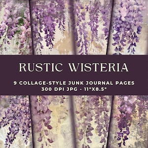 Wisteria Junk Journal Page, Junk Journal Kit, Printable Journal, Digital Junk Journal, Flowers Junk Journal, Digital Paper, Instant Download