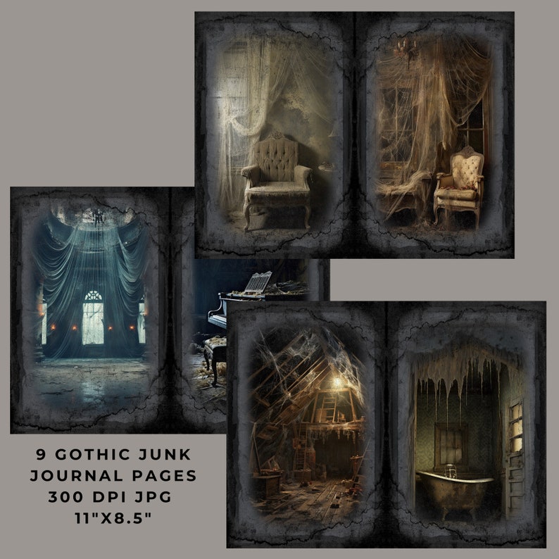 Gothic Junk Journal, Haunted House Paper, Junk Journal Kit, Printable ...