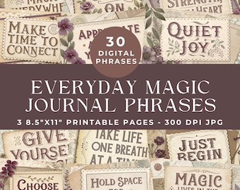 Positive Junk Journal Words, Inspirational Phrases, Printable Words, Shabby Chic Ephemera, Digital Scrapbooking, Words for Journal, Labels