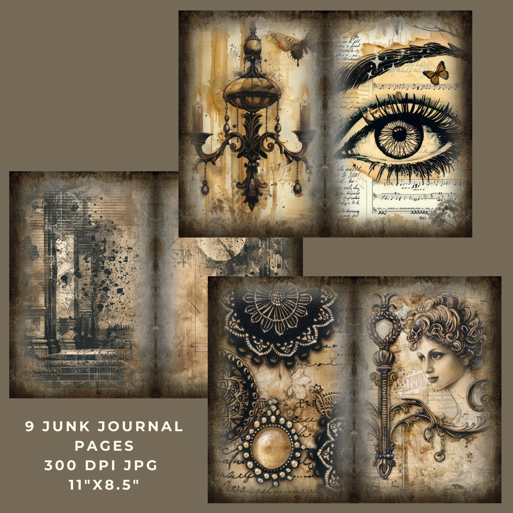 Gothic Vintage Grimoire Junk Journal Pages, Book of Shadows Junk ...