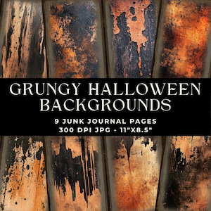 Grunge Halloween Junk Journal Page, Gothic Background, Halloween Paper, Printable Journal, Orange, Junk Journal Grunge, Scrapbook Paper, JPG