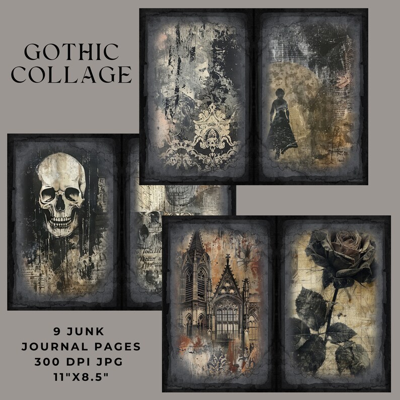 Gothic Junk Journal Pages, Gothic Collage Paper, Junk Journal Kit ...