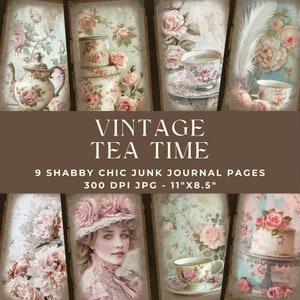 Vintage Tea Time Junk Journal Pages, Tea Cup Junk Journal Papers, Tea Party Junk Journal Digital, Vintage Tea Journal, Tea Digital Papers