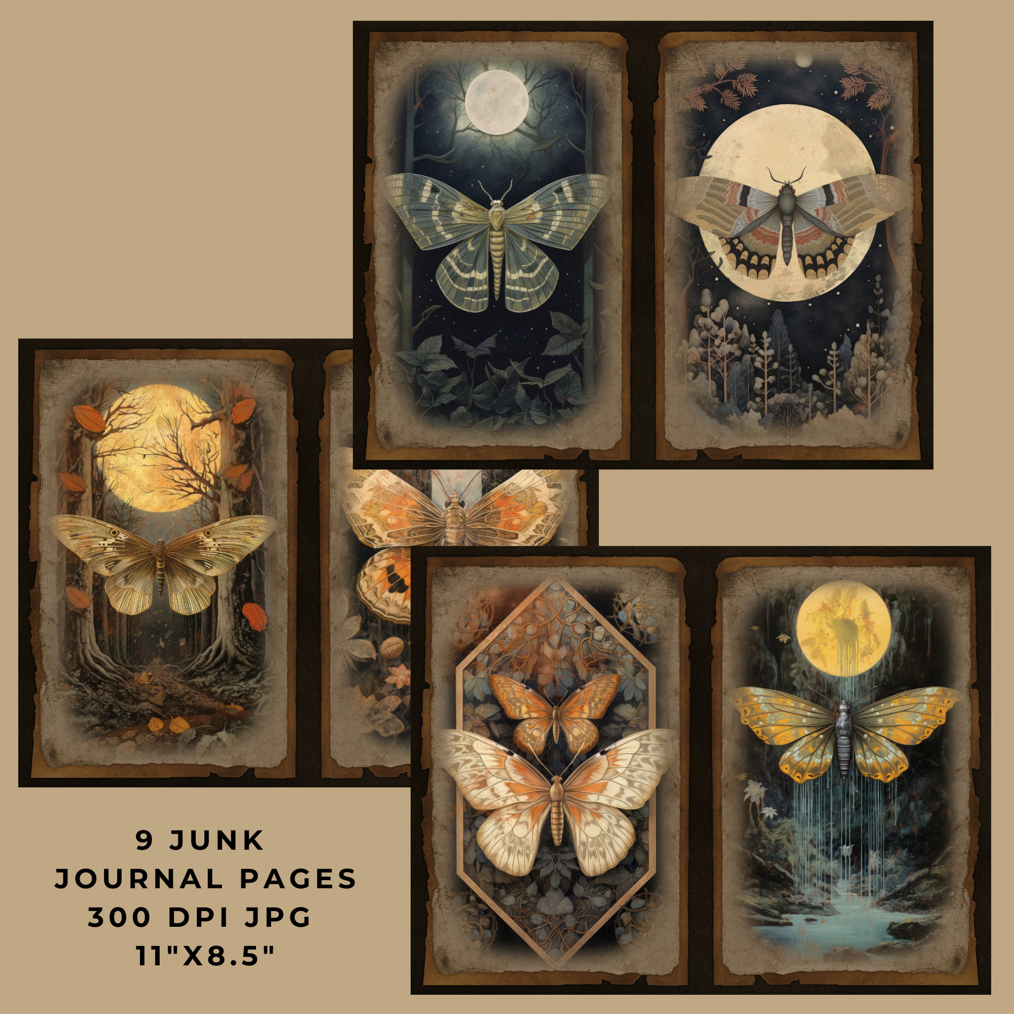 Moth Journal Mystic Moth Junk Journal, Junk Journal Page, Junk Journal Kit ...