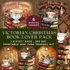 Kit de diário de Natal vitoriano, itens efêmeros para amantes de livros, itens imprimíveis vitorianos, itens efêmeros vintage, scrapbooking digital, etiquetas, marcador de página