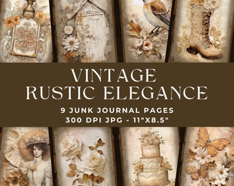 Rustic Vintage Junk Journal Printable, Digital Ephemera, Vintage Paper Pack, Rustic Junk Journal, Junk Journal Kit, Digital Download, JPG