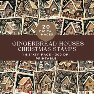 Gingerbread Houses Stamps, Christmas Ephemera, Junk Journal Kit, Christmas Stamps, Digital Scrapbooking, Junk Journal Page, Holiday JPG