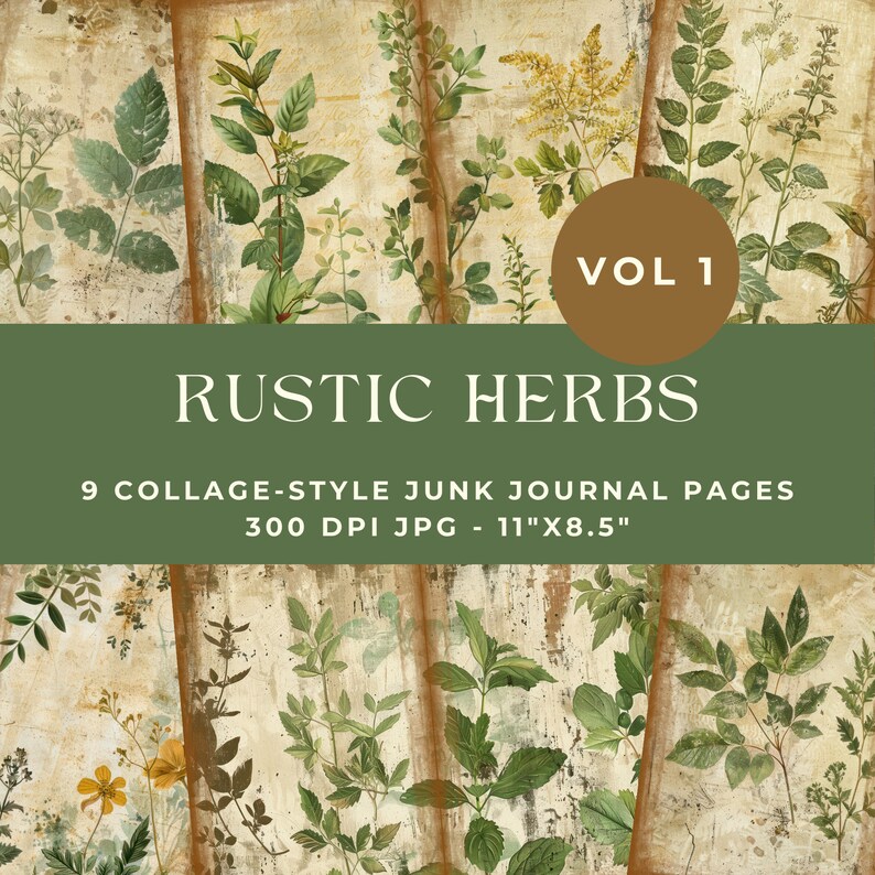 Herbal Junk Journal Page, Herb Botanical Page, Junk Journal Kit ...