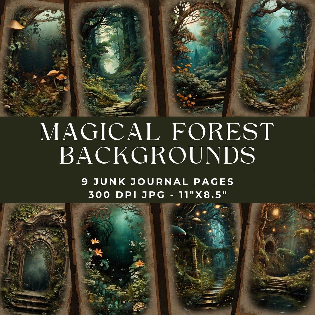 Magical Forest Backgrounds, Junk Journal Pages, Enchanted Forest ...