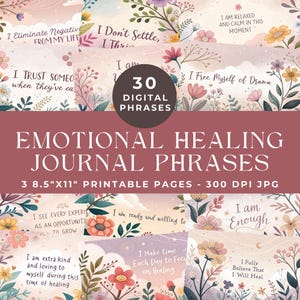 Affirmaties voor emotionele genezing, positieve ongewenste dagboekwoorden, inspirerende woorden en zinnen, dagboek afdrukbare ephemera, digitale download