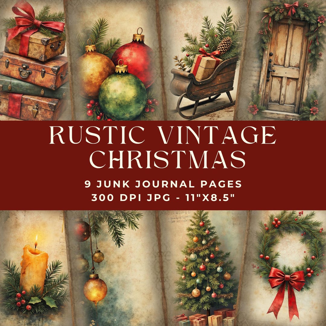 Rustic Vintage Christmas Junk Journal Pages: Old-fashioned Holiday ...