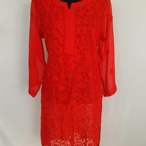 Lucknow Chikankari Georgette mid length kurta  and free inner