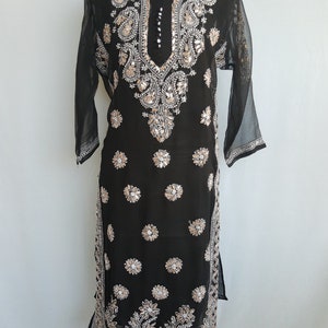 Lucknow Chikankari georgotte kurta/kurti with gota patti all over in front and free inner