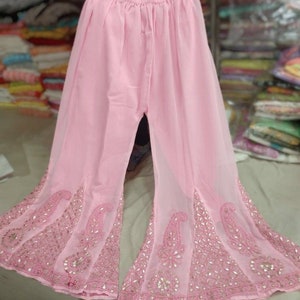 Lucknow Chikankari georgotte Palazzo/Sharara with gotapati