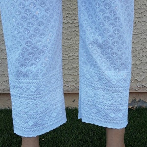 Chikankari ankle length sequin pants