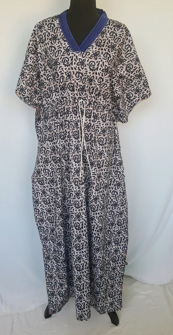 white christmas dresses Buy Women Geo Floral Printed Short Cotton Kaftan Night Dress Â‚¬€Œ The Kaftan Company S main image 0