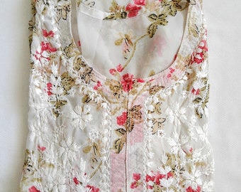 Lucknow chikankari floral georgette kurta
