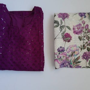 Chikankari  kurta with Chikankari floral palazzo