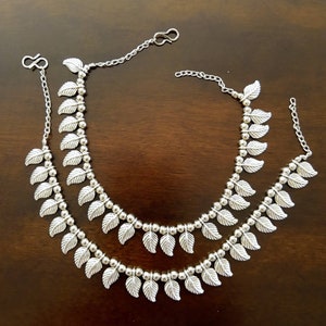 Anklets silver oxidized,  black metal indian payal