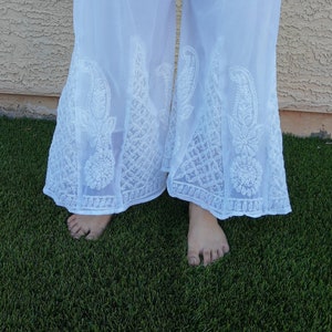 Lucknow Chikankari white georgette palazzo/sharara
