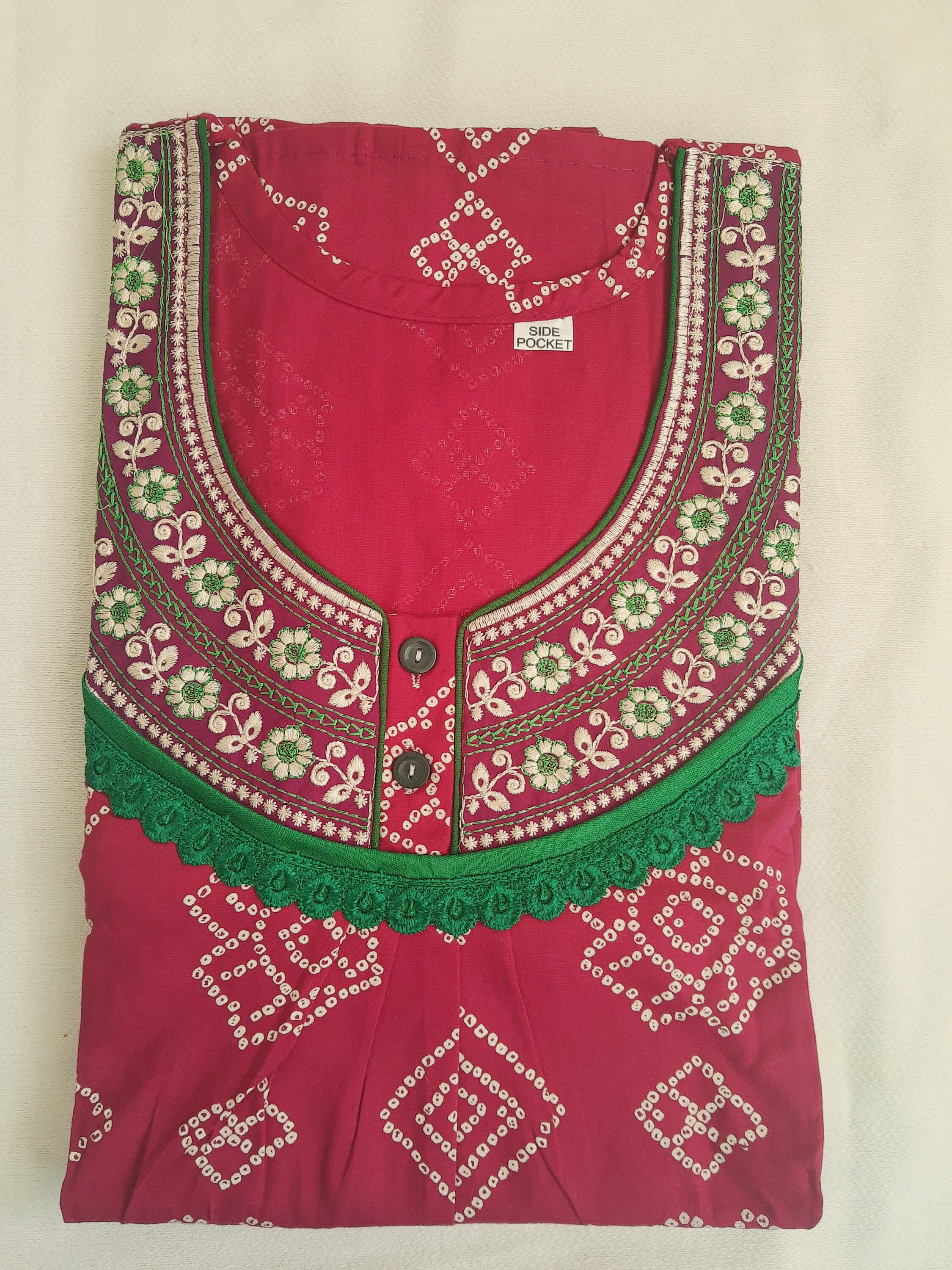 New Bandhani Cotton Print Design Nighty Indian sleep Wear With Additional Stitch Bust 50 Etsy