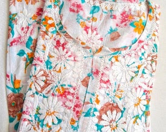 Chikankari handwork mulmul cotton floral  kurta