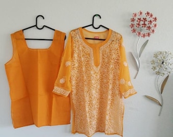 Lucknow Chikankari georgette short top with free inner