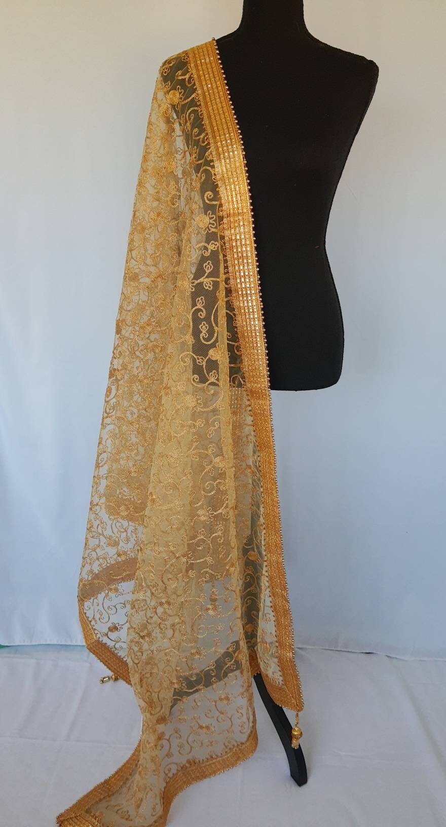 golden colour net shawl
