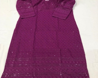 Chikankari cotton sequin kurta