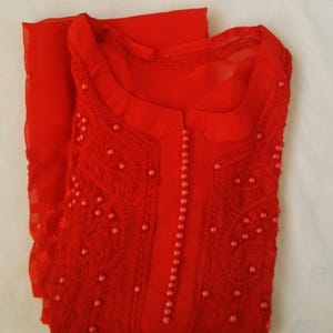 CHIKANKARI KURTA WITH FINE PEARL HIGHLIGHT
