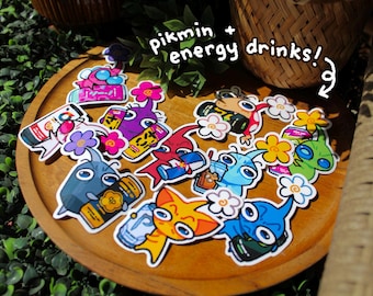 pikmin with energy drink sticker