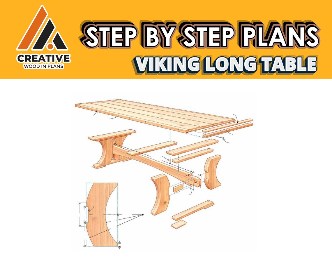 DIY Long Table Plans woodworking Project Build a Viking Etsy