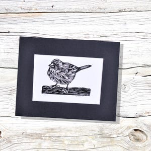 Backyard Bird Linocut, Hand Carved and Handprinted Linocut Print, Unframed, Bird Art, Birder Gift, Signed Handprint Art, Cute Bird Art