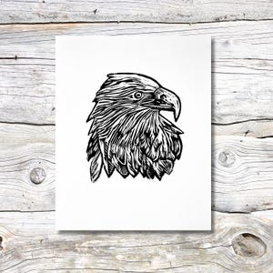 American Bald Eagle, Linocut Print, Hand Carved Hand Printed Linocut, Original Art, Bird Wall Art, Signed Linocut, Nature Art, Patriotic Art