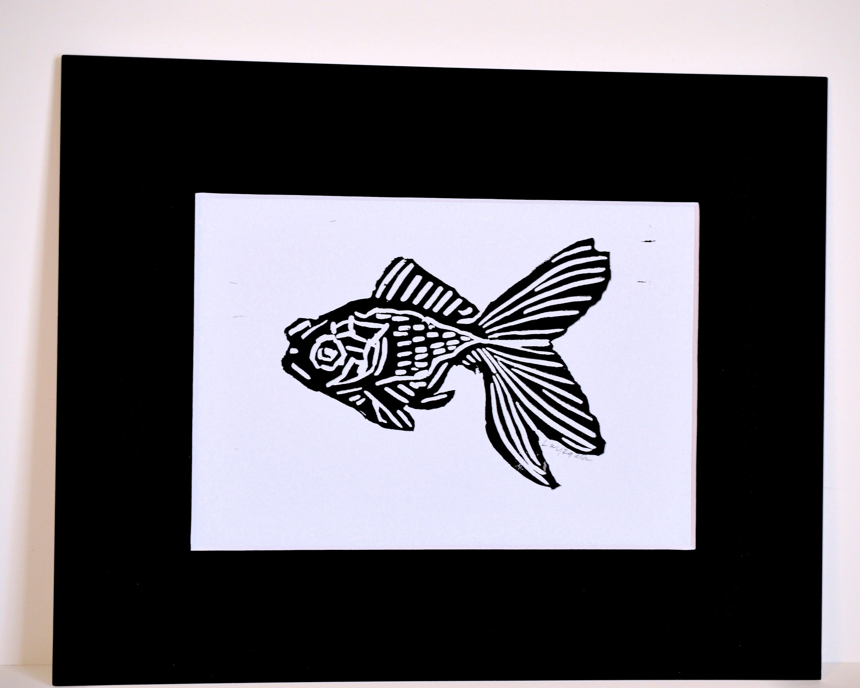 Goldfish Linocut Print Original Art Hand Carved Hand Pulled Child's ...
